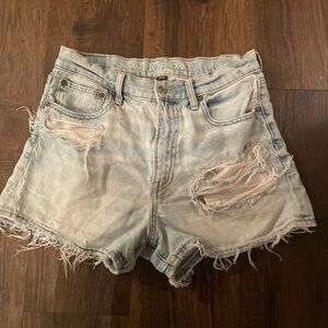 American Eagle Light Blue Distressed Jean Shorts